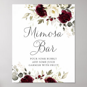 Affiche Panneau Floral Bourgogne verdure Mariage Mimosa Ba