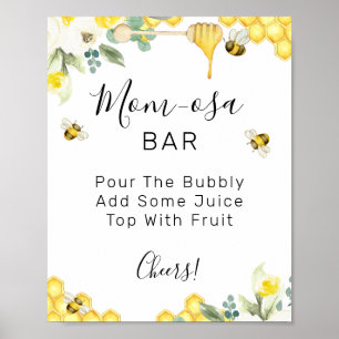 Affiche Panneau Floral Bumble Bee Baby shower Mom-osa Bar