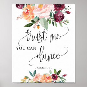 Affiche Panneau floral d'automne rustique danser je vous f