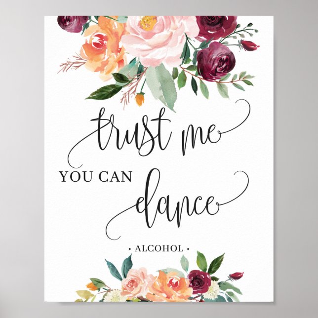 Affiche Panneau floral d'automne rustique danser je vous f (Devant)