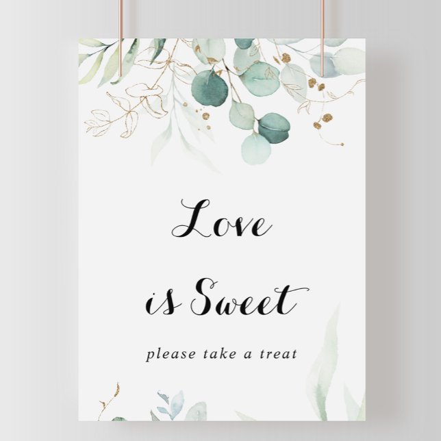 Affiche Panneau Floral Doré Eucalyptus Rustique L'amour Es (Créateur téléchargé)