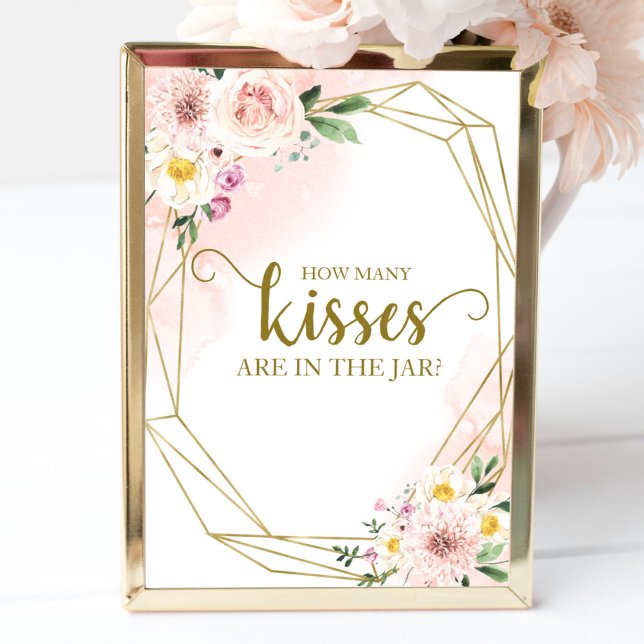 Affiche Panneau floral géométrique rose pâle Combien de ba (Créateur téléchargé)
