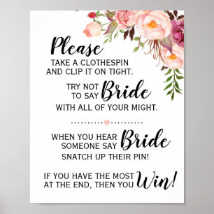 Affiche Panneau floral rose pour enterrement de vie de jeu