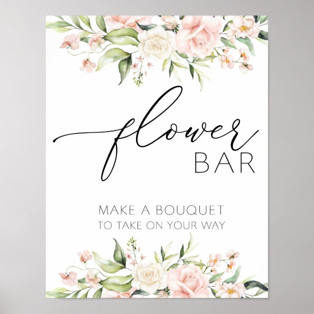 Affiche Panneau Flore floue et barre de fleurs vertes (Devant)
