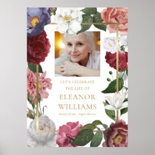Affiche Panneau Funéraire de Célébration de Vie avec Photo