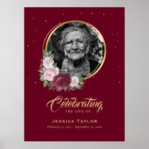 Affiche Panneau funéraire personnalisé de célébration de v
