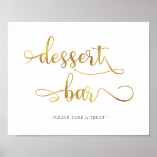Affiche Panneau Gold Dessert Bar Calligraphie Simple Maria
