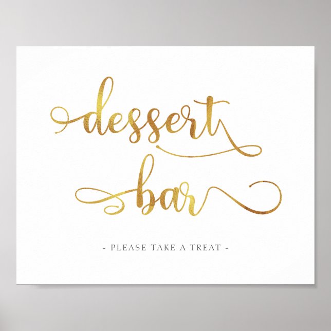 Affiche Panneau Gold Dessert Bar Calligraphie Simple Maria (Devant)