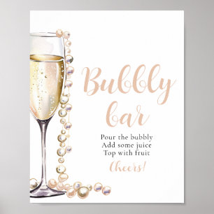 Affiche Panneau Gold Pearls et Prosecco Champagne Bubbly B