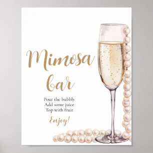Affiche Panneau Gold Pearls et Prosecco Champagne Mimosa B