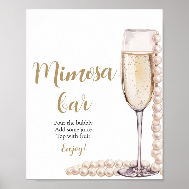 Affiche Panneau Gold Pearls et Prosecco Champagne Mimosa B (Devant)