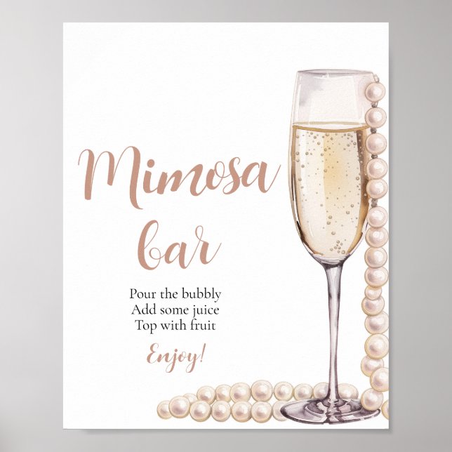 Affiche Panneau Gold Pearls et Prosecco Champagne Mimosa B (Devant)