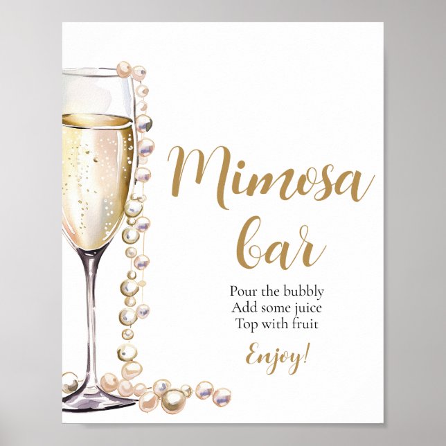 Affiche Panneau Gold Pearls et Prosecco Champagne Mimosa B (Devant)
