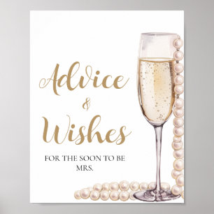 Affiche Panneau Gold Pearls et Prosecco Conseils et Voeux