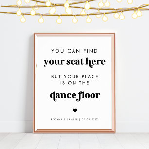 Affiche Panneau Gras Retro Script Funky Dance Floor Mariag