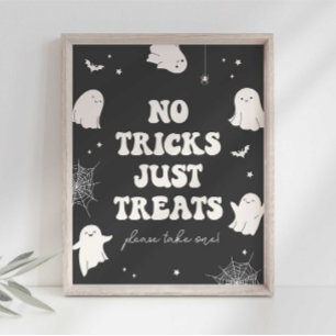 Affiche Panneau Halloween Fantôme Effrayant Pas de Farces