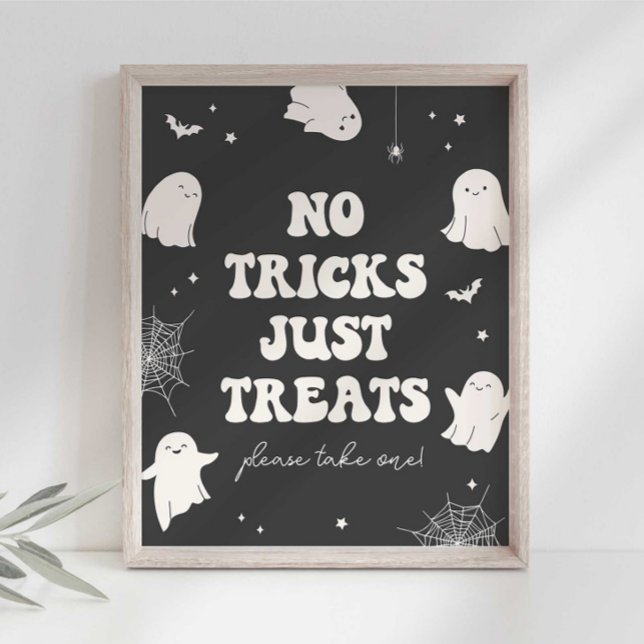 Affiche Panneau Halloween Fantôme Effrayant Pas de Farces  (Créateur téléchargé)