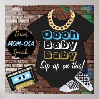 Affiche Panneau Hip hop Blue-Oooh Baby-Bar des années 90