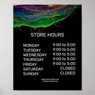 Affiche Panneau Horaires d'ouverture du magasin de détail