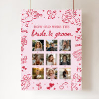 Panneau « How Old Were Bride & Groom » Dessiné à l