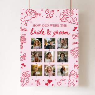 Affiche Panneau « How Old Were Bride & Groom » Dessiné à l