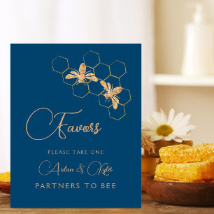 Affiche Panneau Indigo & Honeycomb Wedding shower Favorise