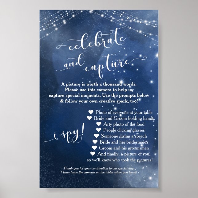 Affiche Panneau Instructions pour la caméra jetable de nui (Devant)