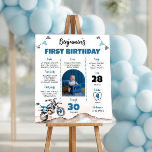 Affiche Panneau Jalons de Fête d'Anniversaire de Moto Cros