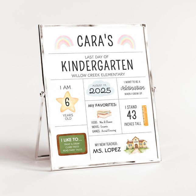 Affiche Panneau Jour dernier de l'école maternelle (Kindergarten Last Day of School Sign)