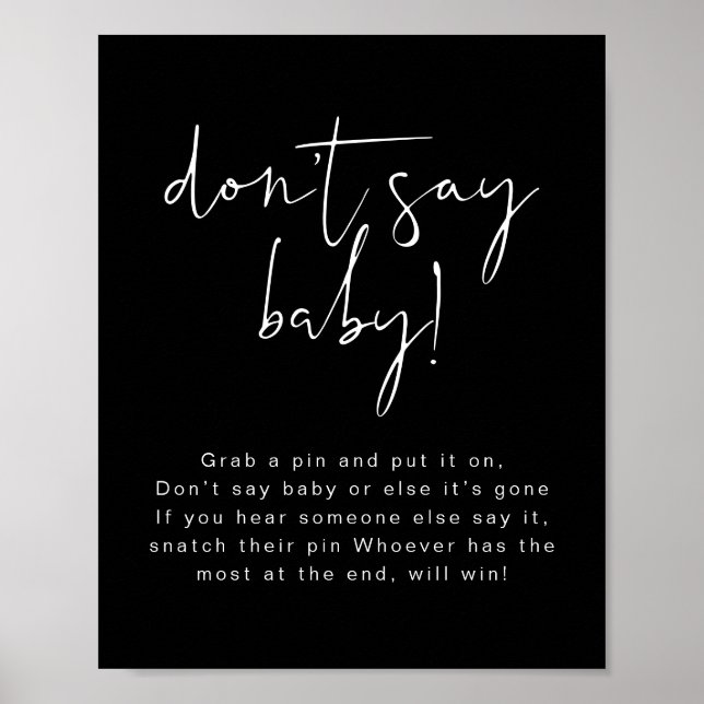 Affiche Panneau JOVI Edgy Black Modern Ne dites pas bébé (Devant)