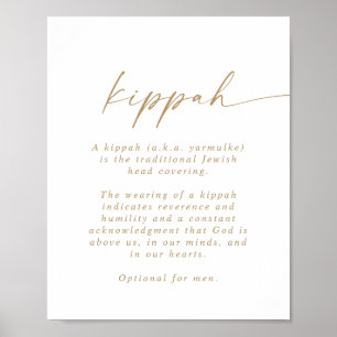 Affiche Panneau Kippah de script or moderne