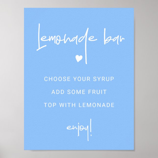 Affiche Panneau Lemonade Bar Pour Modèle Bleu Fête Douche (Devant)
