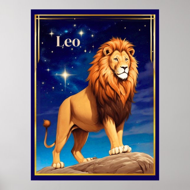 Affiche Panneau Leo Zodiac sous ciel étoilé (Devant)