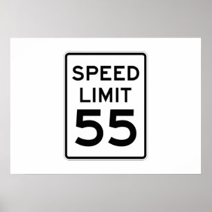 Affiche Panneau Limite de vitesse 55 MPH