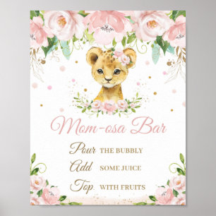 Affiche Panneau Lion Blush rose Baby shower Floral Momosa 