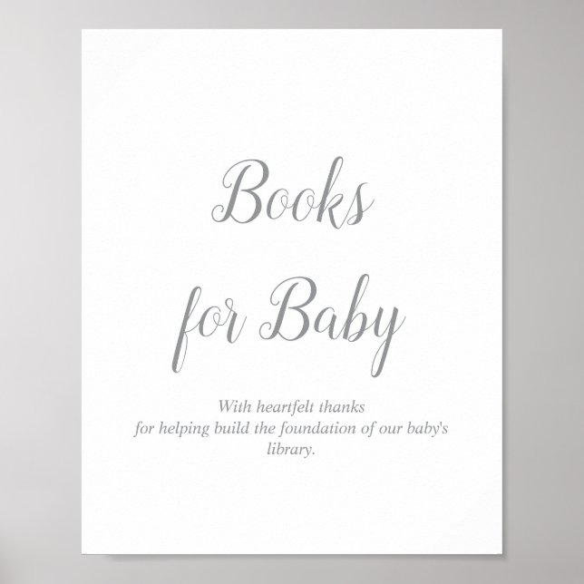 Affiche Panneau Livres Argentés pour Baby Shower (Devant)
