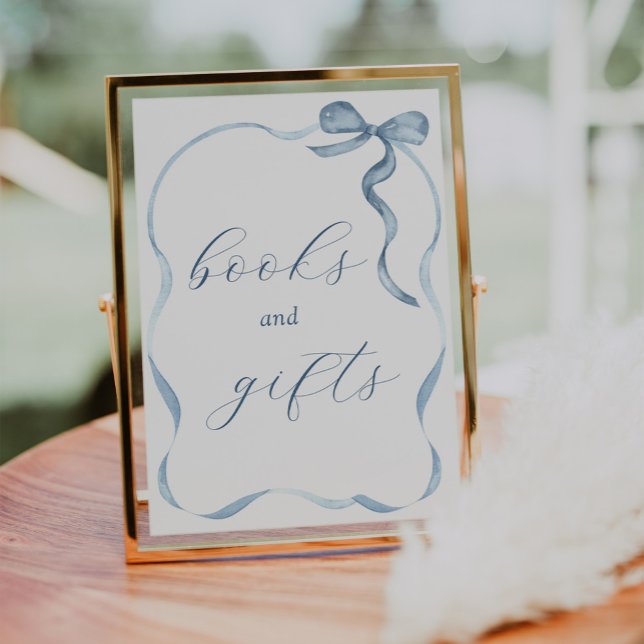 Affiche Panneau Livres et cadeaux Blue Bow et Ribbon (Créateur téléchargé)