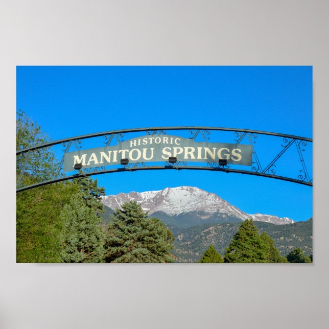 Affiche Panneau Manitou Springs Framing Pikes Peak, Colora (Devant)
