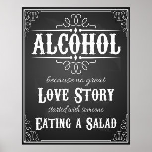 Affiche Panneau mariage Alcohol BLACKBOARD-CHALKBOARD