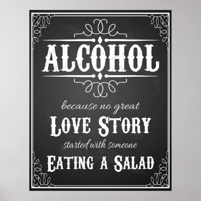 Affiche Panneau mariage Alcohol BLACKBOARD-CHALKBOARD (Devant)