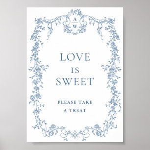 Affiche Panneau Mariage bleu Dusty Love is Sweet
