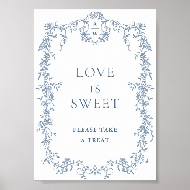 Affiche Panneau Mariage bleu Dusty Love is Sweet (Devant)