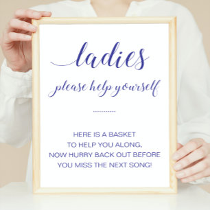 Affiche Panneau Mariage bleu Marine pour femme Salle de ba