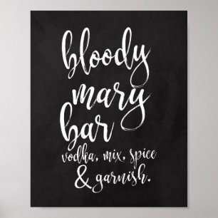 Affiche Panneau Mariage Bloody Mary Bar Chalkboard 8x10