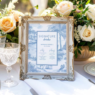 Affiche Panneau Mariage Blue Coastal Toile Signature Boiss