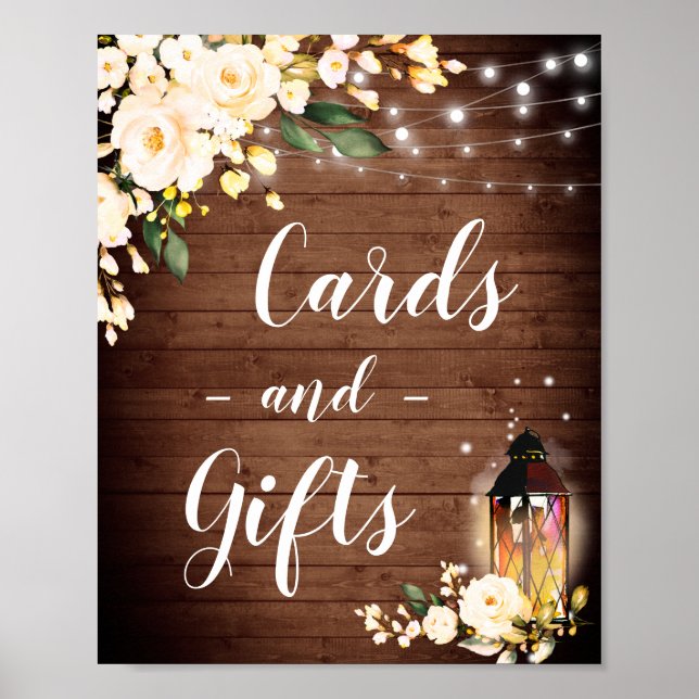 Affiche Panneau Mariage Blush Rose Floral Cartes et Cadeau (Devant)