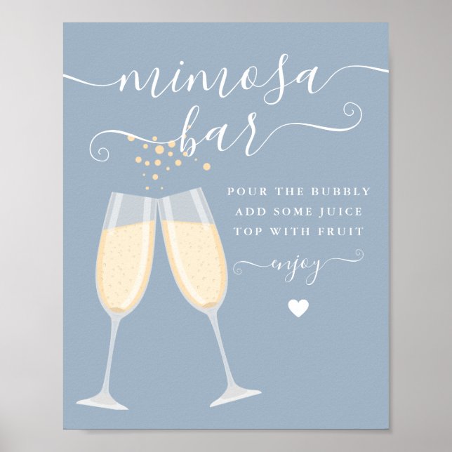 Affiche Panneau Mariage Brunch Mariage Dusty Blue Mimosa B (Devant)