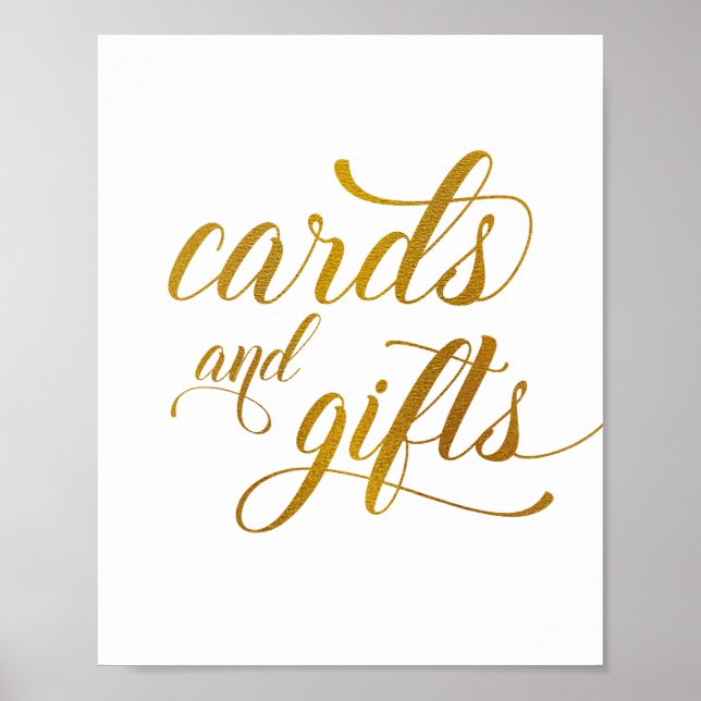 Affiche Panneau Mariage & Cadeaux | Feuille d'Or (Devant)