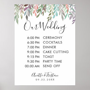 Affiche Panneau mariage - Calendrier Mariage Panneau vert