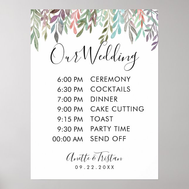 Affiche Panneau mariage - Calendrier Mariage Panneau vert (Devant)